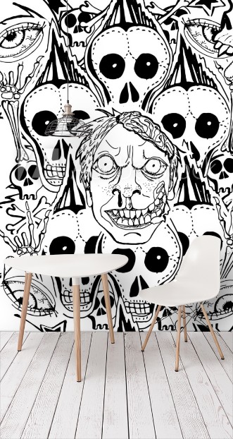 Picture of Skulls zombie Vector seamles pattern